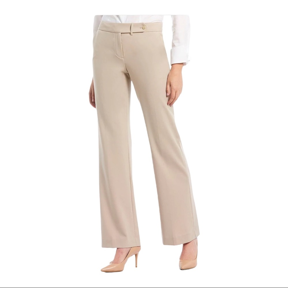 Calvin Klein Classic Fit Straight Leg Luxe Stretch Pants Sand Heather Size 4 NWT